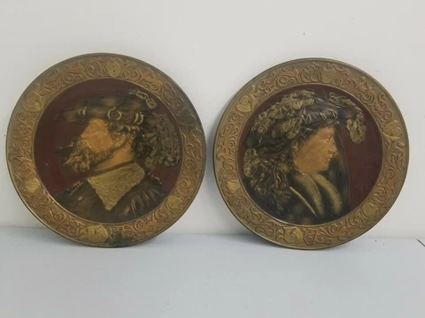 Pr UTZSCHNEIDER & CIE Wall Plaques U&C CHARGERS MUSEUM QUALITY Victorian Pottery Cover
