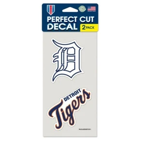 DETROIT TIGERS 4"X4" DIE CUT DECAL 2-PACK CAR HOME NEW WINCRAFT 🐯 - Picture 1 of 1