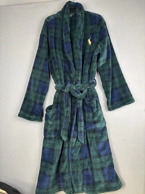 Polo Ralph Lauren, Bata de Hombre, Big Pony Dorado, Azul Marino y Verde, Suave Lujoso. Talla S/M Foto 1 de 4