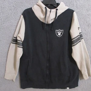 Vtg Fanatics Pro Line Oakland Raiders Full Zip Sweatshirt Men 2XL XXL Black Mock - Picture 1 of 14