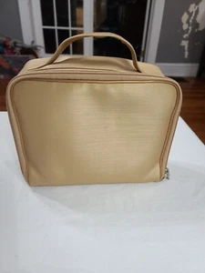 Lancome weiche Seite Kosmetikkoffer Zug Etui Gold Griff Reißverschlüsse 9x7x3" EUC - Bild 1 von 10