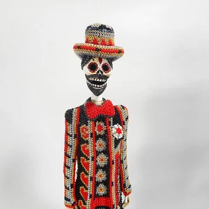 CATRINA Groom Catrin Huichol Beaded Sculpture Day of the Dead Mexican Folk Art - Picture 1 of 24