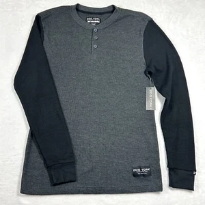 ZOO YORK Thermal Shirt Men S Gray Black Henley Long Sleeve Logo Skater Outdoor - Picture 1 of 9