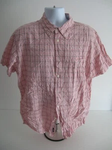 Maine New England Men's Checkered Short Sleeve Shirt Size XL Red Cotton Casual - Picture 1 of 6