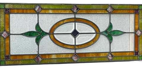 ANTIQUE STAINED GLASS WINDOW BEVELED /LEADED 1930s COAL MINE REGION PENNSYLVANIA Cover