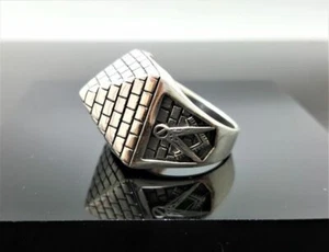 Mason Pyramid Ring 925 STERLING SILVER Masonic Sacred Symbols Geometry Symbol Sq - Picture 1 of 6