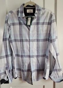 NUEVO CON ETIQUETAS BANDERA E HIMNO Camisa Hombre A Cuadros Azul Botón Talla M - Imagen 1 de 8