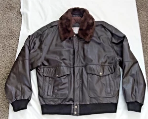Vintage Men's Brown Leather Bomber Jacket - Picture 1 of 23