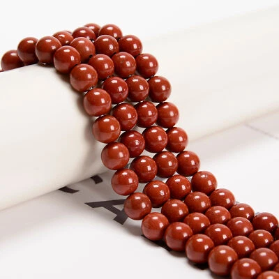 Natural Red Poppy Jasper Smooth Round Beads 4mm 6mm 8mm 10mm 12mm 15.5" Strand - Image 1 of 4