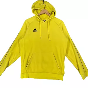 Adidas Hoodie Mens Large Yellow Fleece Lined Casual Gym Jumper Top - Picture 1 of 13