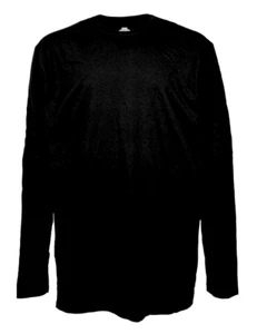 All Cotton Long Sleeve T Shirt for Tall Men Top Solid Black - Picture 1 of 2