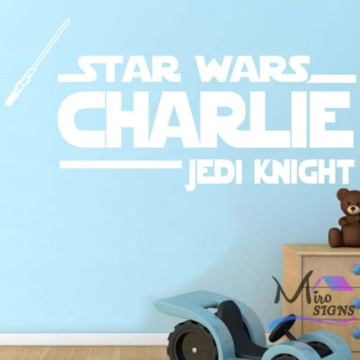 Personalized Star Wars Jedi Knight Personalised Wall Quotes Name Stickers - Image 1 of 4
