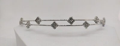 Dainty Silver Toned Rhinestone Diamond Shape Hairband Headband Wedding Bridal - Image 1 of 3