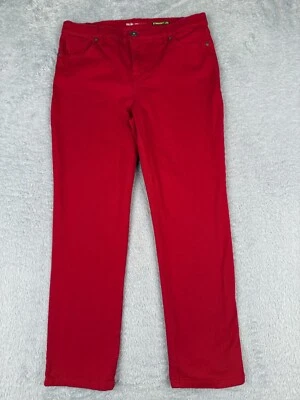 Pantalones de mezclilla Style & Co para mujer 12 P rojos pierna recta tiro medio algodón 32x27 Foto 1 de 4