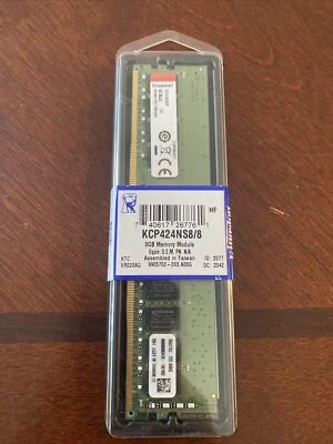 Kingston 8GB Memory Module / KCP424NS8/8 Computer Part  Ram Sealed Brand NEW! - Image 1 of 4