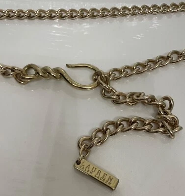 Lauren Ralph Lauren Vintage Gold Tone Logo  Chain Belt OS  RARE Y2K  Preppy  - Image 1 of 4