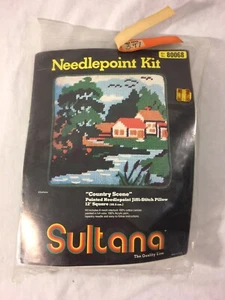 Vintage Sultana Nadelspitze Jiffi Stich Kissen Kit Country Szene 80068 versiegelt neu - Bild 1 von 4