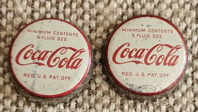 2 tapas de botella vintage de Coca Cola forradas con corcho blanco con escritura roja para 6 oz sin usar Foto 1 de 4