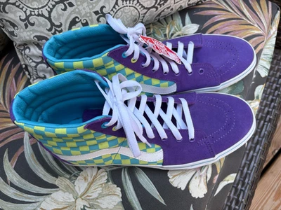 Vans Sk8 Hi Checkerboard Skate Shoe-Violet/Cyan Unisex Men’s Sz 11 NWT! - Image 1 of 4