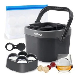 Klare Eiskugelmaschine, vier große 2,4" kristallklare Eiskugeln für Whisky, Kok... - Bild 1 von 7