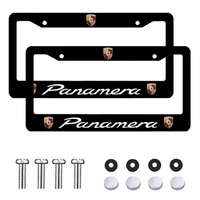 Porsche 2 Pack Aluminum Waterproof License Plate Frame Black - Image 1 of 4