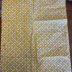 VTG Yellow Geometric Cotton Print  Opened FEEDSACK Flour Bag 12.5” X 25” - Picture 1 of 5