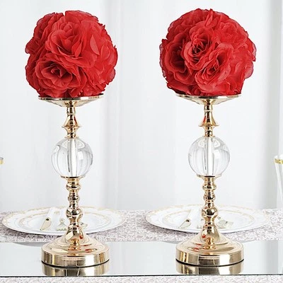 2 centros de mesa ROJOS 7" rosas de seda flores bolas para besos boda fiesta eventos Foto 1 de 4