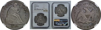 1872 $1 Seated Liberty Dollar NGC AU Details - Image 1 of 3
