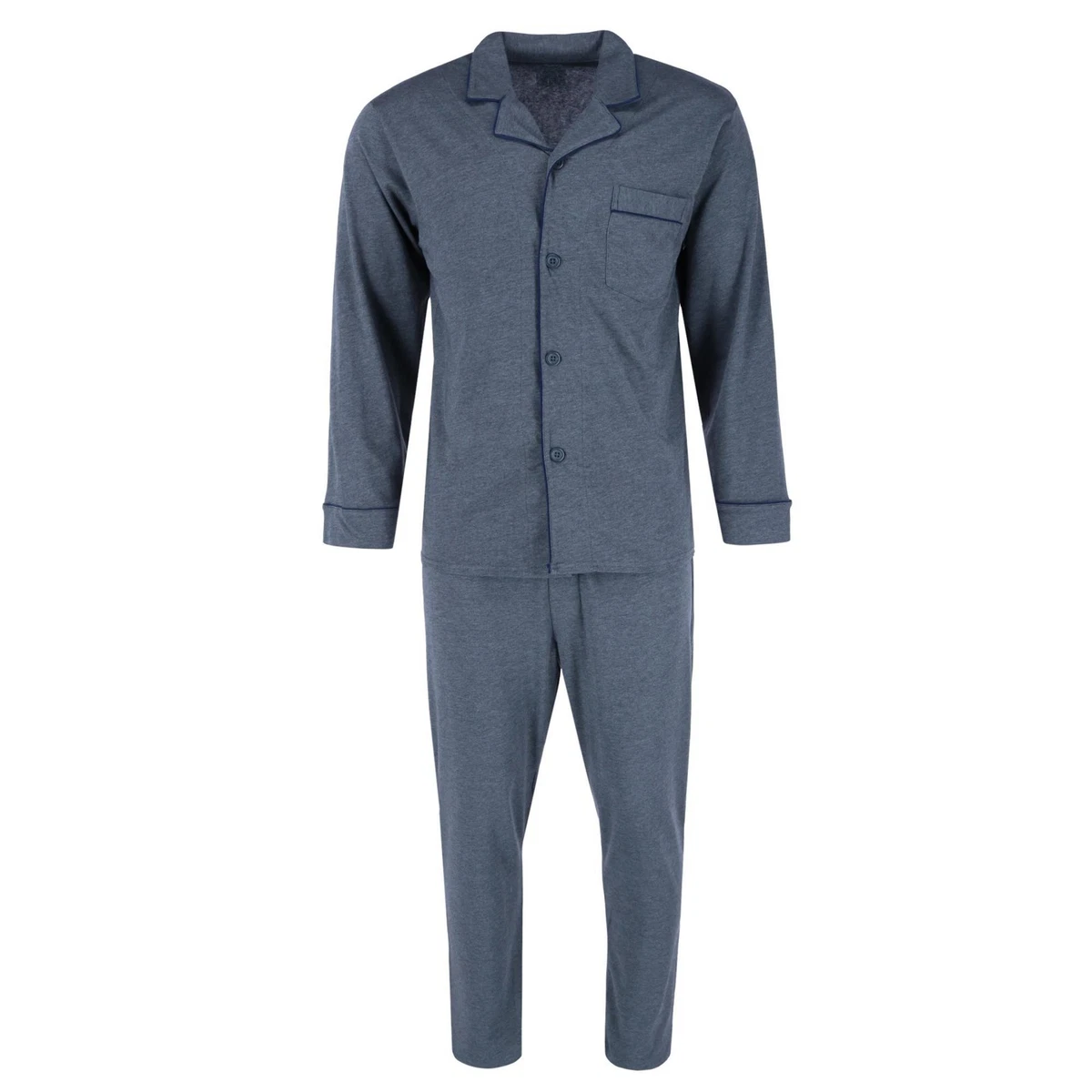 Hanes Herren Pyjama-Set 2er Pack – Langarm, Aus Weicher Baumwoll-Polyester-Mischung, Einfarbig