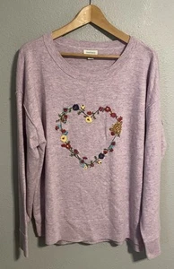 Sundance Womens Blooming Love Sweater XL Purple Floral Embroidered Wool Nylon - Picture 1 of 7