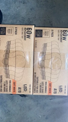 A19 LED Light Bulb 60-Watt Equivalent Non Dimmable Daylight, 2/8-Pack Soft White - Image 1 of 3