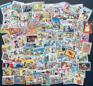 100 WORLDWIDE ALL DIFFERENT DISNEY STAMPS COLLECTION LOT MNH CARTOON MICKEY - Picture 1 of 1