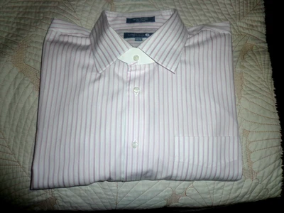 Nordstrom Dress Shirt  17.5/34-35 Tailored Fit White/Pink Striped 100% Cotton - Image 1 of 4