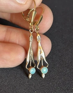 333 Gold Jugendstil Ohrringe mit Opal Und Double - Bild 1 von 12