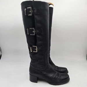 Stuart Weitzman Damen Motorradstiefel schwarz Nappaleder Schnalle Größe 6 M - Bild 1 von 12