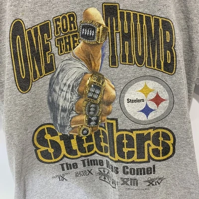 Camiseta De Colección Para Hombre Reebok 2006 Pittsburgh Steelers Talla L Gris Una Para El Pulgar Foto 1 de 4