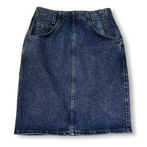 VTG 90s Levi’s Brown Tab Denim Skirt Fits Woman’s Small 26” Blue Jean Utility - Picture 1 of 7