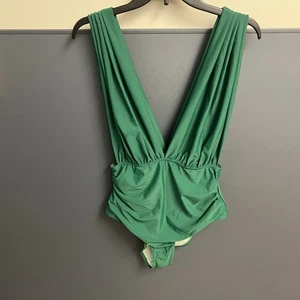 Traje de baño de una pieza CUPSHE para mujer cuello en V profundo verde Kelly grande nuevo con etiquetas - Imagen 1 de 7