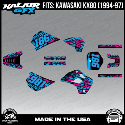 Kit Gráficos para KAWASAKI KX80 KX 80 (1994-1997) Twitch - MAGENTA Foto 1 de 4