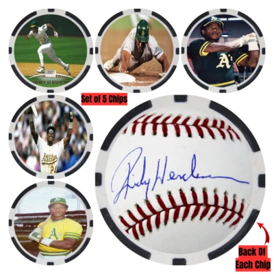 Rickey Henderson SIGNED Baseball Legends Poker Chip Set (5) - Image 1 of 2