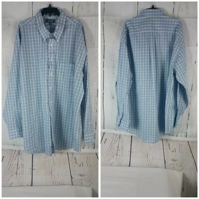 Camisa Croft & Barrow Resistente a Arrugas Azul Blanco Cuadros Manga Larga 17.5-18, XL Foto 1 de 4