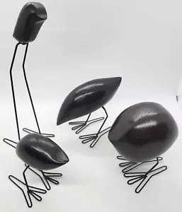 Dark Wood Bird Figures FISKELAGE Ikea Minimalist Modern Metal Legs - SET OF 4 - Picture 1 of 17