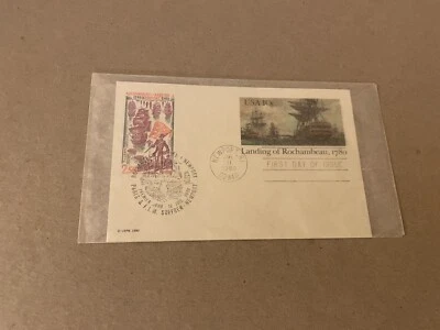 US 1980 Dual-Franking FDC Postal Card #UX84+Bicentenary Rochambeau Landing +Neat - Image 1 of 2