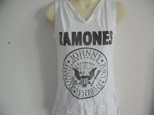 *NUOVO* AMPLIFIED THE RAMONES BIANCO 100% COTONE COLLO ALTO SCHIENA APERTA S 8 PUNK - Foto 1 di 5