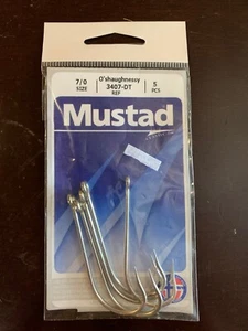 Fischhaken Größe 7/0 O'shaughnessy 5er-Packung NEU! Mustad 3407-DT - Bild 1 von 2