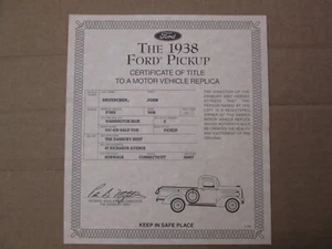 Danbury Mint Paperwork 1938 Ford Pickup - Picture 1 of 2