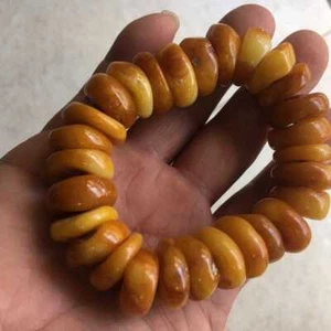 Natural yellow Red Mexico Amber beeswax Bracelet Mala Wear Men's - Foto 1 di 10