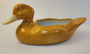 Ceramic Duck Planter Orange/Yellow Speckled Spring Decor Gardening - Picture 1 of 10
