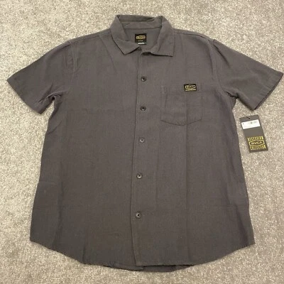 Camisa RVCA Para Hombres Pequeña Gris Informal Tejida Algodón Cambio de Día Bolsillo Sólido NUEVA Foto 1 de 4