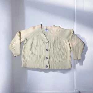 Cárdigan recortado Old Navy amarillo claro punto coctelera suéter para mujer talla XL - Imagen 1 de 4